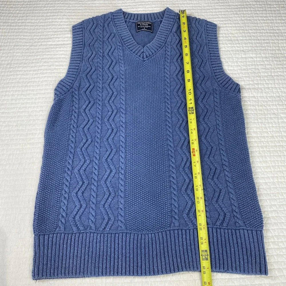 Abercrombie & Fitch Womens Navy Cotton Cable Knit Sweater Vest Size S Preppy